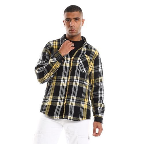 اشتري Ravin Tartan Mustard, White & Black Long Sleeves Shirt. في مصر