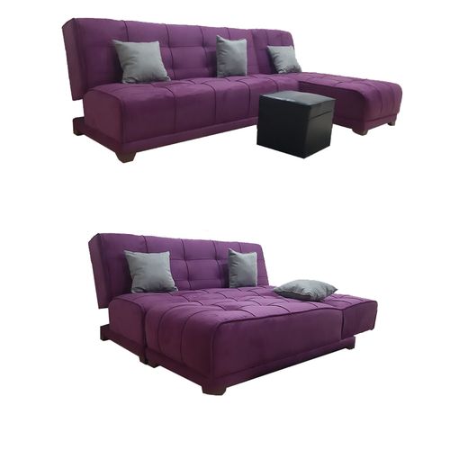 Buy Rango Corner Bed - 260*190 Cm - Purple + Free Pouf - 40*40 Cm in Egypt