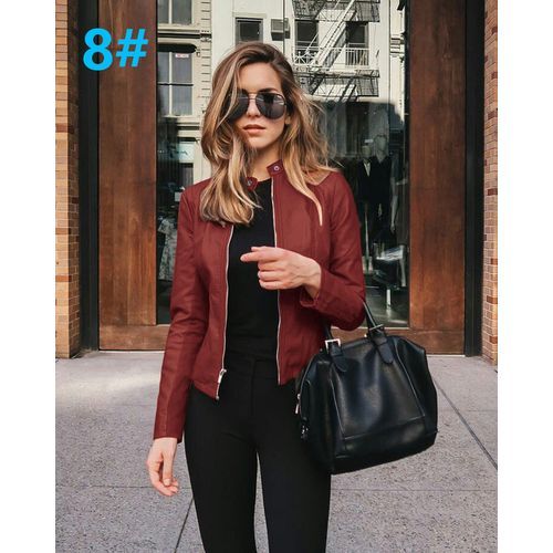 Fashion Women Bike Coat PU Leather Outwear Short Thin Female Jacket @ Best  Price Online | Jumia Egypt