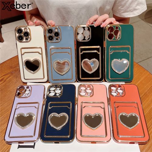 Makeup Mirror Mobile Phone Case, Luxurious Bling Heart-Shaped Mirror Phone  Case(iPhone x/xs)