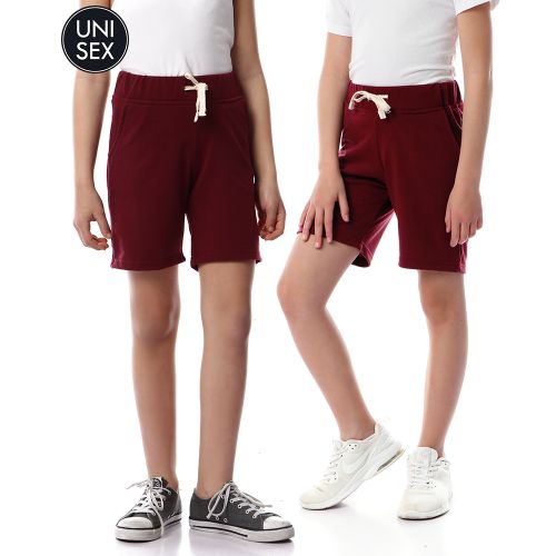 Buy Kady Kids Elastic Waist Solid Shorts - Maroon in Egypt