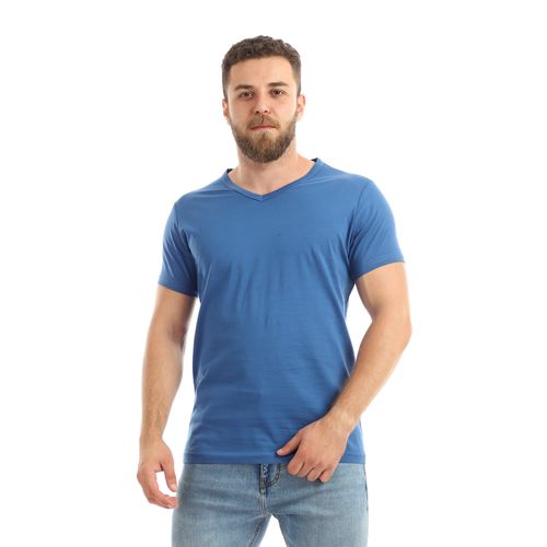 اشتري Kady Basic V-Neck Short Sleeves T-shirt - Royal Blue في مصر