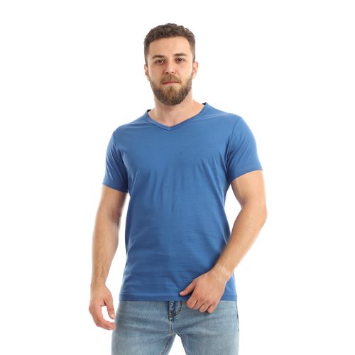 Buy Kady Basic V-Neck Short Sleeves T-shirt - Royal Blue in Egypt