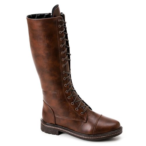 اشتري xo style Leather Boot - Brown في مصر