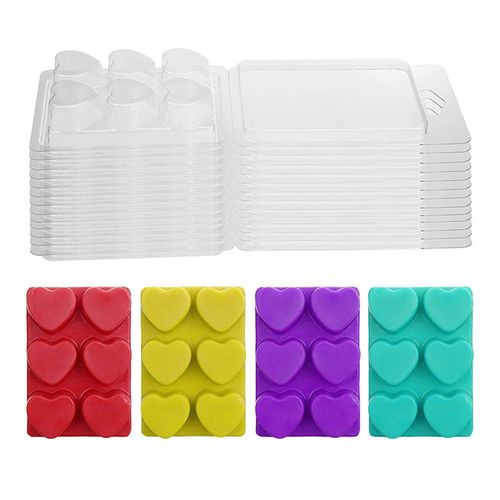 60 Pack Wax Melt Containers-6 Cavity Clear Empty Plastic Wax Melt Molds -  Clamshells For Tarts Wax Melts.