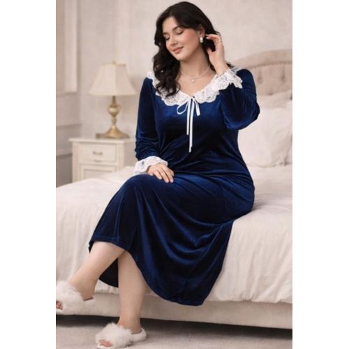 product_image_name-Generic-كافتان مخملي بمقاس كبير مع دانتيل – هايدي مخملي مقاس كبير-2