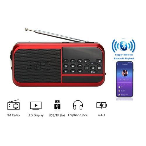 اشتري Joc Bluetooth FM Radio - USB - Memory - Red - H798BT في مصر