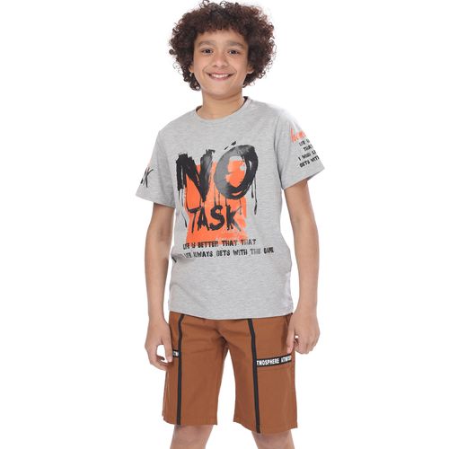 اشتري Ktk Casual Gray T-Shirt With Print For Boys في مصر