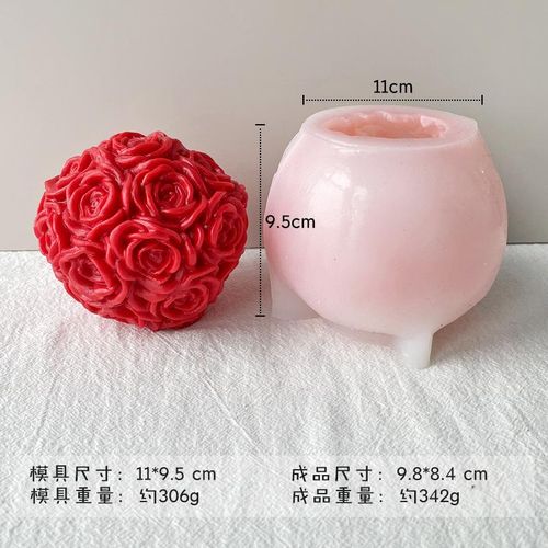 3D Large Rose Flower Ball Mould Aroma Candle Handmade Soap