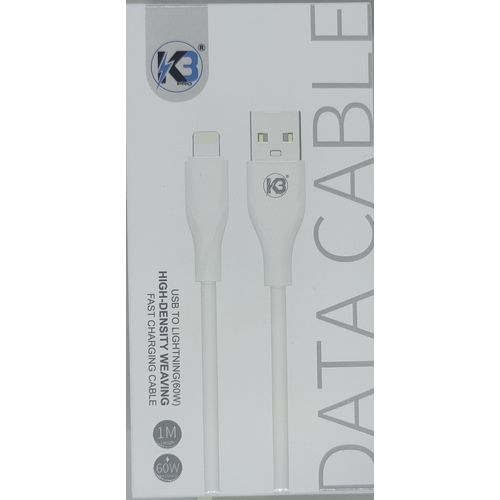 product_image_name-K3 Pro-Fast - Charging & Data Cable USB To Lightning ( 60W ) High - Density Weaving -1