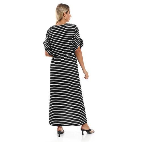product_image_name-Kady-Long Short Sleeves Striped Dress - Black & White-3