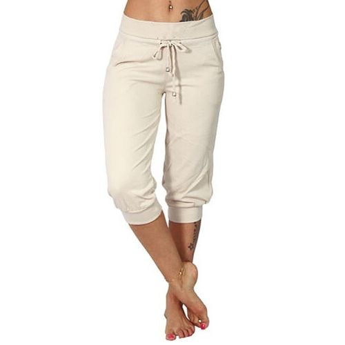 Women's Casual Drawstring Capri Pants with Elastic Waistband and Pockets