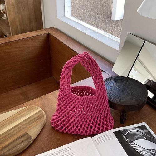 Fashion Hot pink w InnerBag Crochet Hand Knit Bag Macaron Cotton Rope Hollow Best Price Online Jumia Egypt