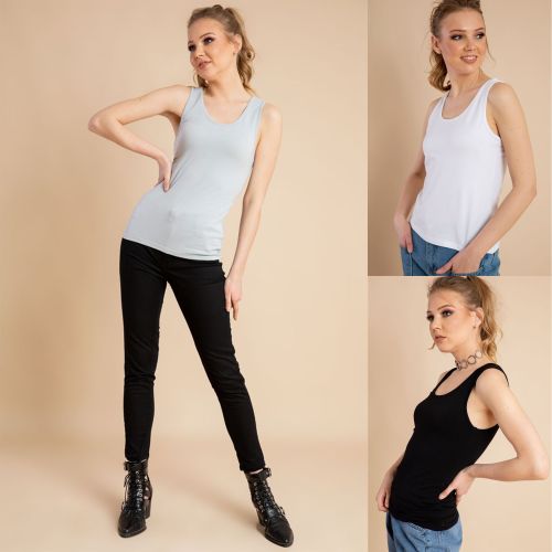 Buy Mesery Bundle Of Three Cotton Stretch Plain Tank Tops in Egypt