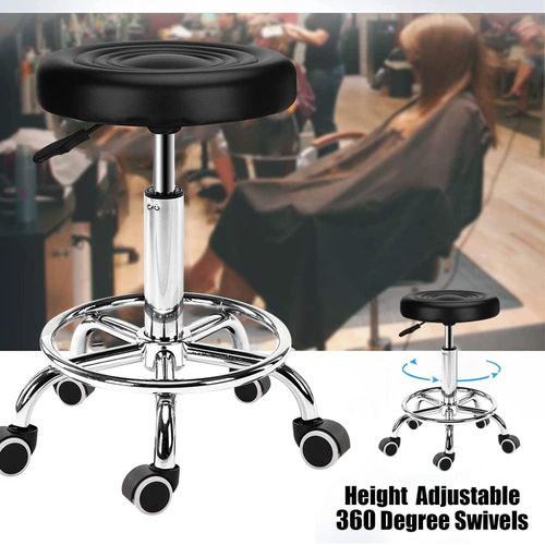 product_image_name-Generic-كرسي بار متحرك، كرسي عمل على عجلات، جلد صناعي مع كرسي دوار بدواسة للمنزل والمختبر والفصل الدراسي ومتجر تجميل، مع رافعة (اللون: أسود، الحجم: 45-58 سم)-3