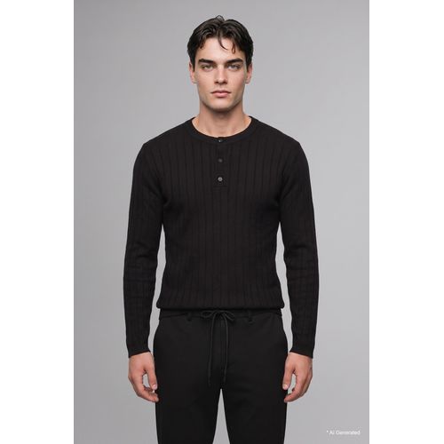 Defacto Standard Fit Button-Front Basic Knit Pullover - image 3