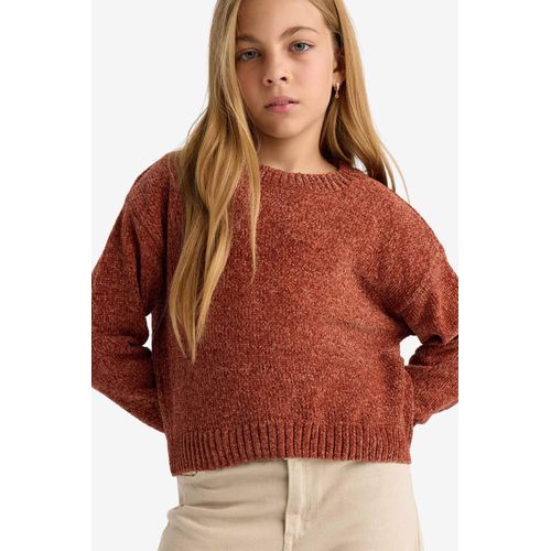 product_image_name-Defacto-بلوفر بناتي شنيل قصة عادية برقبة مستديرة-1