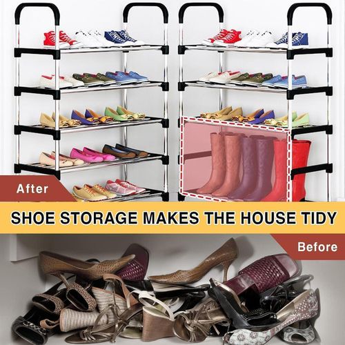 product_image_name-Generic-رف أحذية معدني عمودي من 5 طبقات - حل تخزين موفر للمساحة باللون الأسود-3