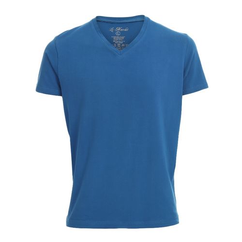 Buy Lemarche Solid V-Neck Men Casual T-shirt - Blue in Egypt