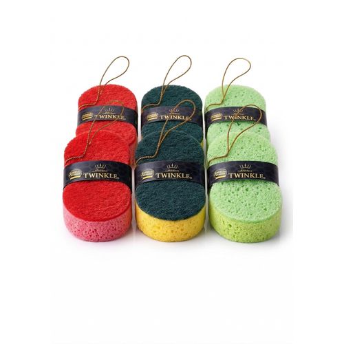 product_image_name-Twinkle-طقم ليف مواعين "توينكل" 6 قطع – إسفنجة صفراء للرغوة الكثيفة + ليفة حمراء خشنة لإزالة الدهون، مع حبل تعليق-1