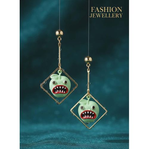 product_image_name-Generic-Green Apple Monster Earrings -1