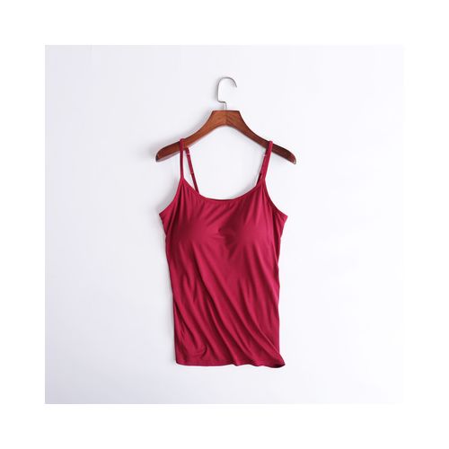 Women Sleeveless Padded Built-in-Bra Tank Tops Bra Camisole Shirts