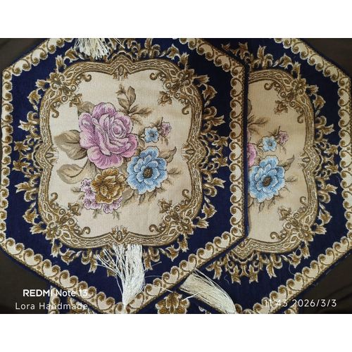 product_image_name-Generic-طقم تسريحه سوبرالمفرش مبطن طبقتين - الطقم ٣ قطع - اللون ( ازرق ) - الخامه جوبلان مبطن و يتكون من ( رنر مقاس ١٠٠ * ٣٧  سم  - و2طقطوقه مقاس ٥٠ * ٣٧ سم )-2