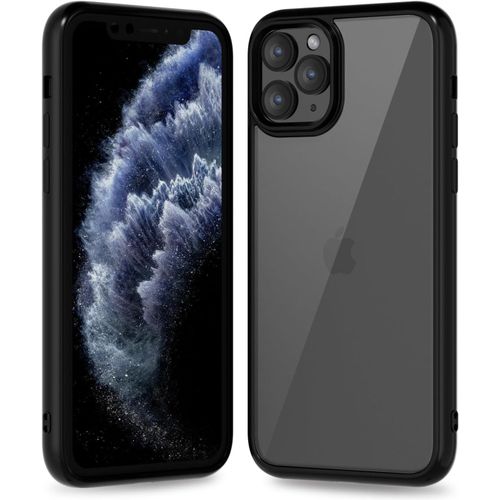 product_image_name-Generic-جراب شفاف رفيع ونحيف لموبايل آيفون 11 برو حريمي، جراب صلب هجين شفاف من البلاستيك وممتص صدمات مطاط سيليكون ناعم، جراب واقي خفيف الوزن من الاكريليك لا يصفر، أسود-1