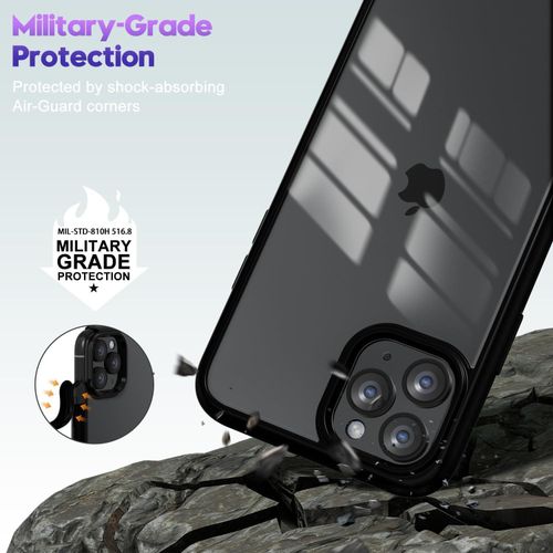 product_image_name-Generic-جراب شفاف رفيع ونحيف لموبايل آيفون 11 برو حريمي، جراب صلب هجين شفاف من البلاستيك وممتص صدمات مطاط سيليكون ناعم، جراب واقي خفيف الوزن من الاكريليك لا يصفر، أسود-5