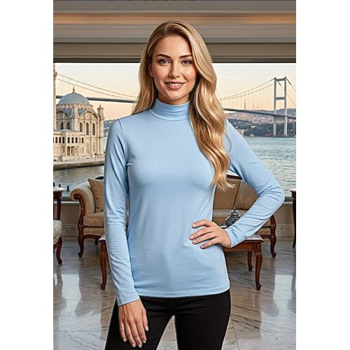 Generic Women's Basic Cotton Long Sleeve Half Neck Top