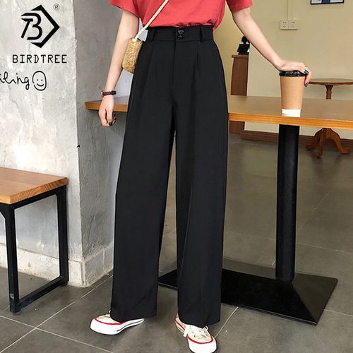 Pants Women All-Match Basic Summer Style Minimalist Ladies Ankle-Length  Trousers Wide-Leg Leisure Popular Womens Pant (Color : Black, Size :  X-Large) : : Clothing, Shoes & Accessories