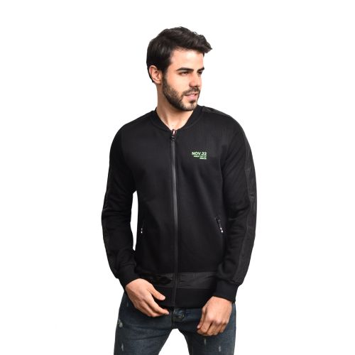 Town Team Casual Plain Zip Up Sweat shirt - Black