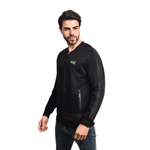 Town Team Casual Plain Zip Up Sweat shirt - Black