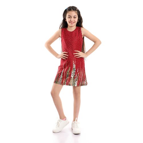 Buy Kady Bi-Tone Cotton Girls Dress - Marron in Egypt