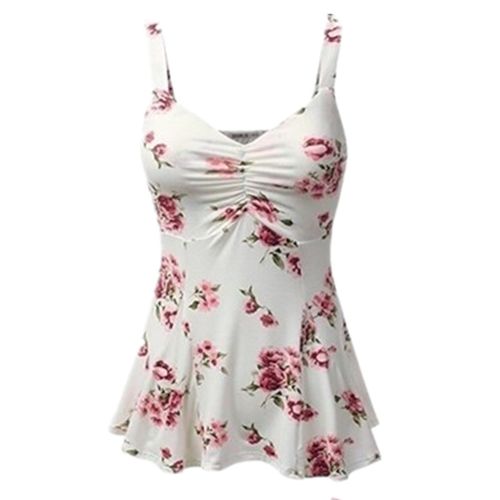 Buy Fashion Womens Tank Top Retro Sleeveless Floral Summer Vest Crop Blouse T Shirt in Egypt