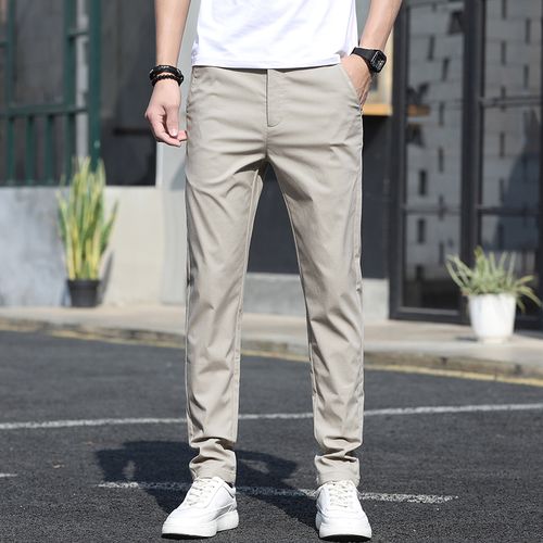 Fashion (Khaki)Autumn Casual Pants Men Straight Black Khaki Grey