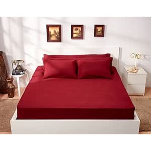 Buy L'Antique Cotton Fitted Bed Sheet – Dark Red - 100% Egyptian Cotton in Egypt