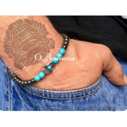 Buy O Accessories Bracelet Hematite Silver , Turquoise Blue in Egypt