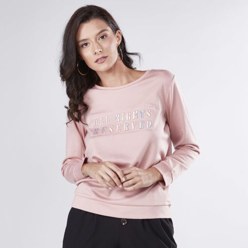 Max Embossed Sweatshirt with Round Neck and Long Sleeves MEDIUM PINK