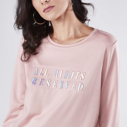 Max Embossed Sweatshirt with Round Neck and Long Sleeves MEDIUM PINK