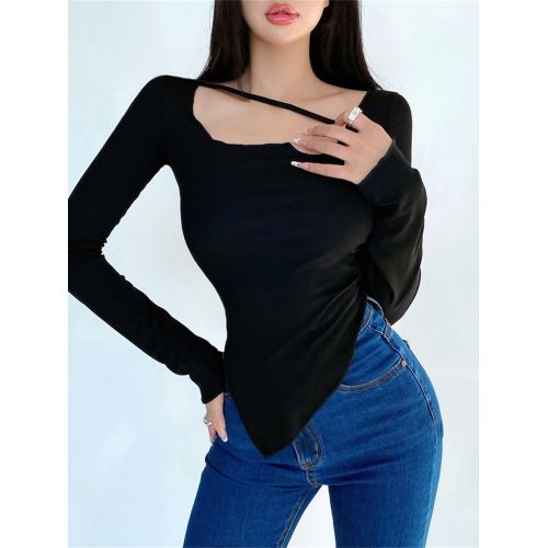 Fashion (Black)WOMENGAGA Body Desire Style T Shirt Women Design