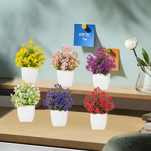 product_image_name-Generic-عبوة من 6 نباتات اصطناعية بلاستيكية بستة ألوان، نباتات اصطناعية صغيرة في أصيص، نباتات زينة اصطناعية للمنزل والمكتب وغرفة المعيشة والشرفة والحمام وغرفة النوم والطاولة-4
