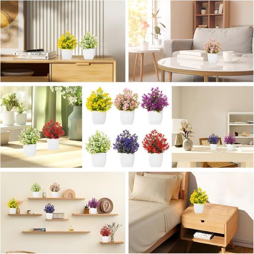 product_image_name-Generic-عبوة من 6 نباتات اصطناعية بلاستيكية بستة ألوان، نباتات اصطناعية صغيرة في أصيص، نباتات زينة اصطناعية للمنزل والمكتب وغرفة المعيشة والشرفة والحمام وغرفة النوم والطاولة-5