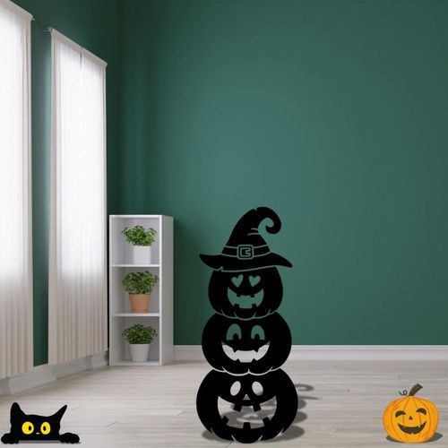 product_image_name-Generic-ديكور حائط هالووين - 3 قرع مكدس مع قبعة الساحرة - خشب MDF مقطوع بالليزر - أحجام متعددة-1
