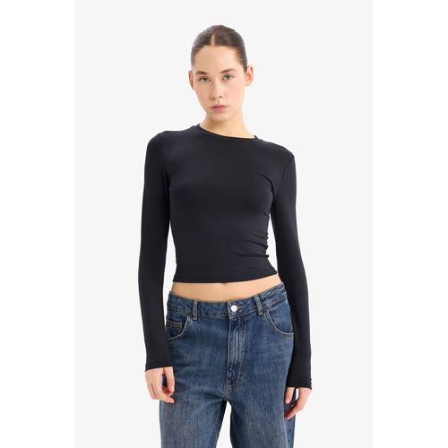 product_image_name-Defacto-تيشيرت سادة بيزك كم طويل بياقة مستديرة-3