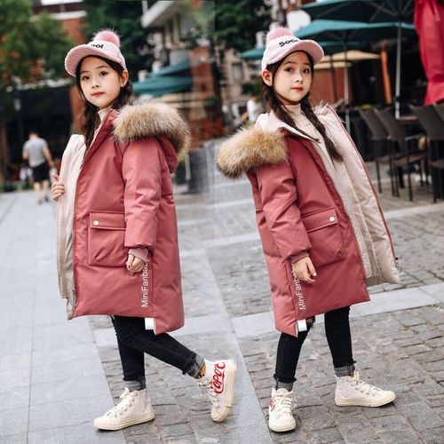 Children's Coat Fashion Fur Hooded Parkas Boys Warm Lined Outwear