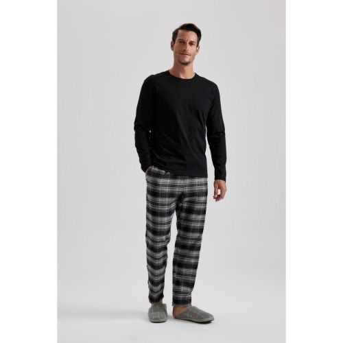 product_image_name-Defacto-Man Crew Neck Regular Fit Woven Set - Black-1