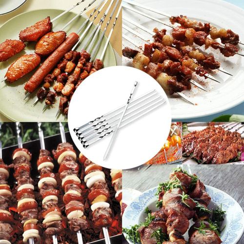 Generic 16 Inch Barbecue Skewer Sticks 10PCS Grilling Flat Kabob Reusable Metal Skewers Stainless Steel BBQ Shish Kabob Tools for Hot Dog Meats Vegetables Steak NO5111 Best Price Online Jumia Egypt