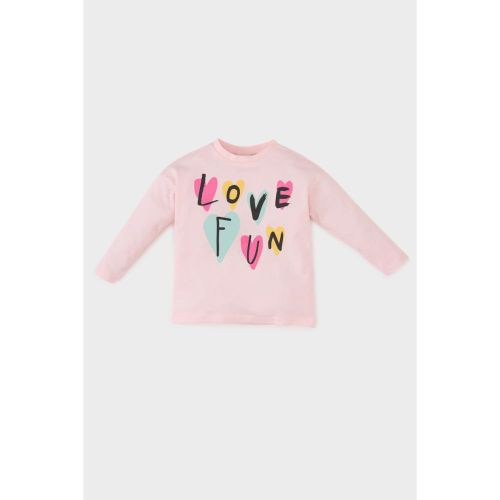 product_image_name-Defacto-Baby Girl Bike Neck Regular Fit Long Sleeve T-Shirt - Pink-1