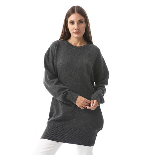 product_image_name-Andora-Knitted Slip On Pullover - Dark Grey-1